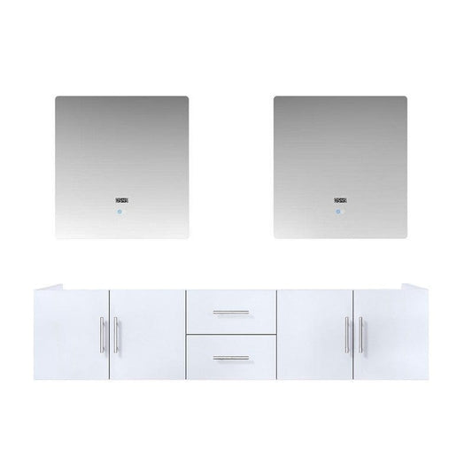 Geneva Transitional Glossy White 80" Double Vanity with 30" Led Mirrors, no Top | LG192280DM00LM30