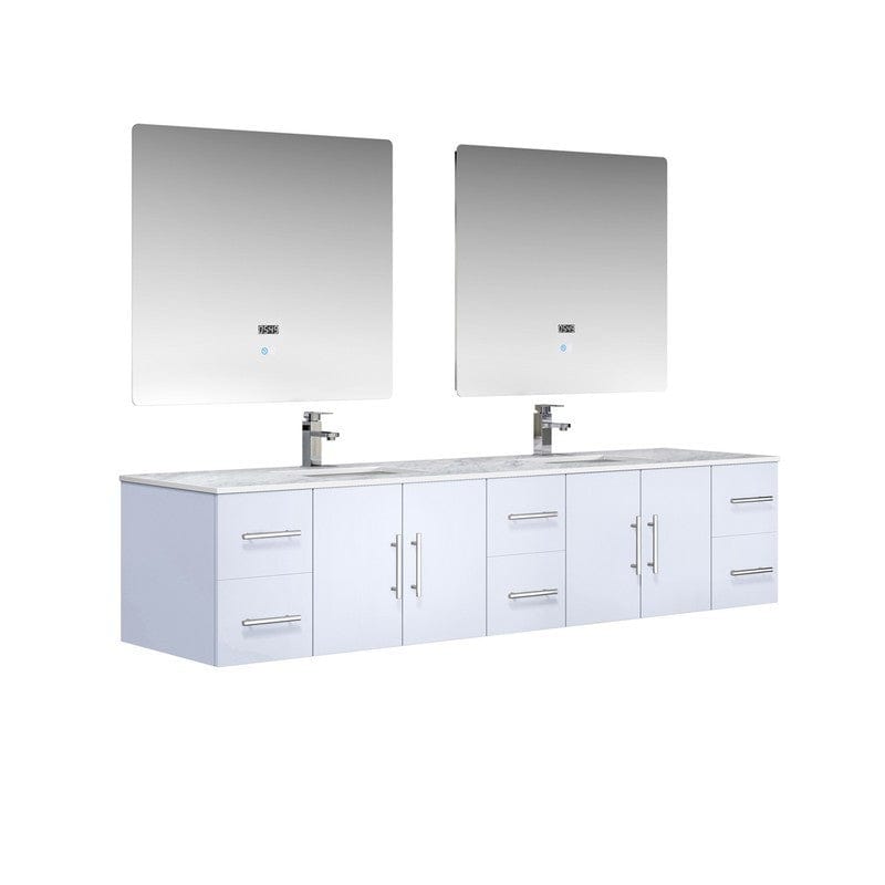 Geneva Transitional Glossy White 84" Double Vanity Set | LG192284DMDSLM36F