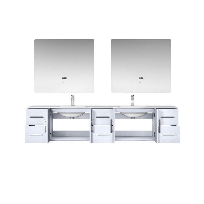 Geneva Transitional Glossy White 84" Double Vanity Set | LG192284DMDSLM36F