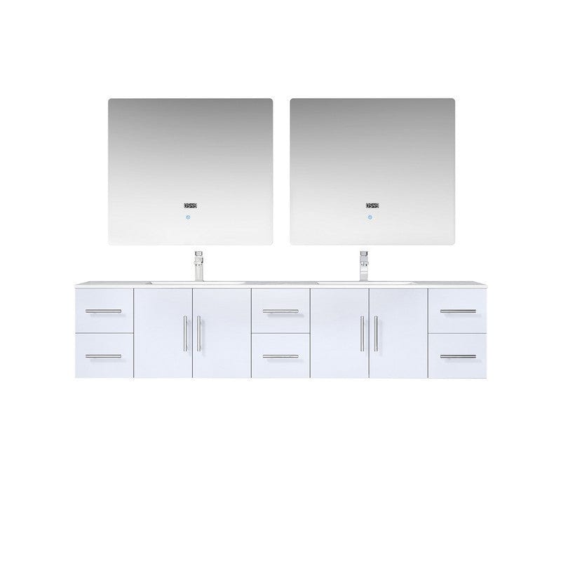 Geneva Transitional Glossy White 84" Double Vanity Set | LG192284DMDSLM36F