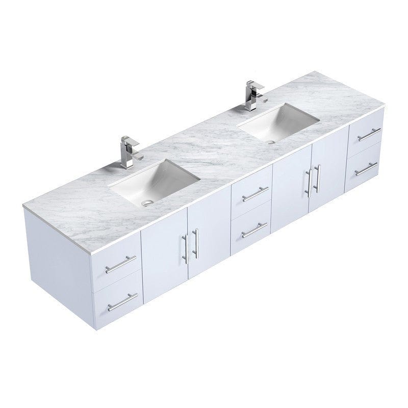 Geneva Transitional Glossy White 84" Double Vanity Set | LG192284DMDSLM36F