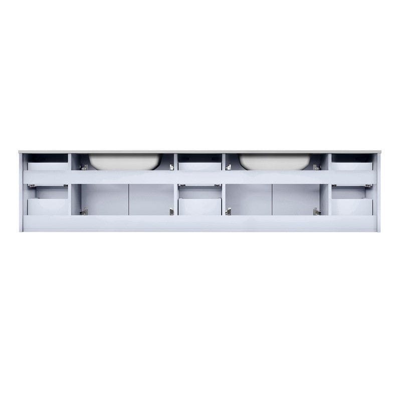 Geneva Transitional Glossy White 84" Double Vanity with 36" Led Mirrors | LG192284DMDSLM36