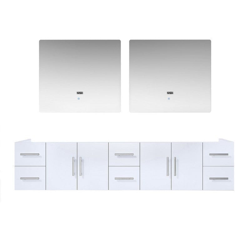 Geneva Transitional Glossy White 84" Double Vanity with 36" Led Mirrors, no Top | LG192284DM00LM36