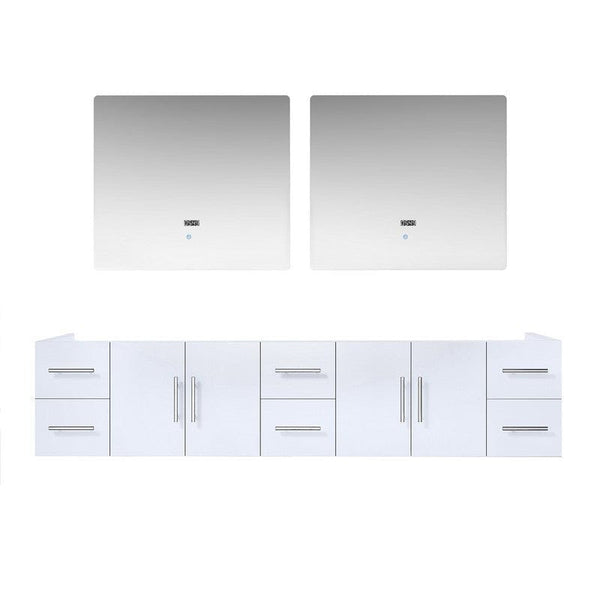 Geneva Transitional Glossy White 84 Double Vanity with 36 Led Mirrors, no Top | LG192284DM00LM36