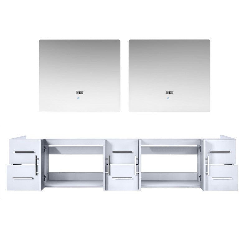 Geneva Transitional Glossy White 84" Double Vanity with 36" Led Mirrors, no Top | LG192284DM00LM36