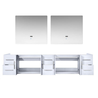 Geneva Transitional Glossy White 84" Double Vanity with 36" Led Mirrors, no Top | LG192284DM00LM36