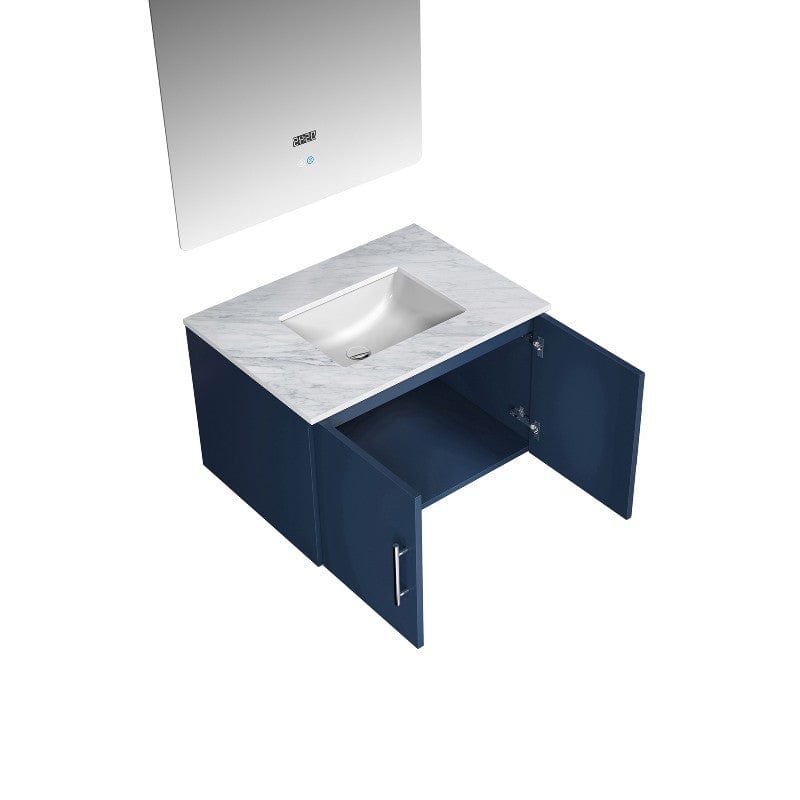 Geneva Transitional Navy Blue 30" Single Vanity with 30" Led Mirror | LG192230DEDSLM30