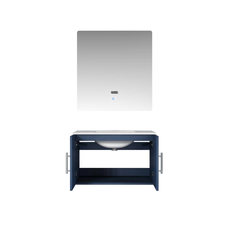 Geneva Transitional Navy Blue 30" Single Vanity with 30" Led Mirror | LG192230DEDSLM30