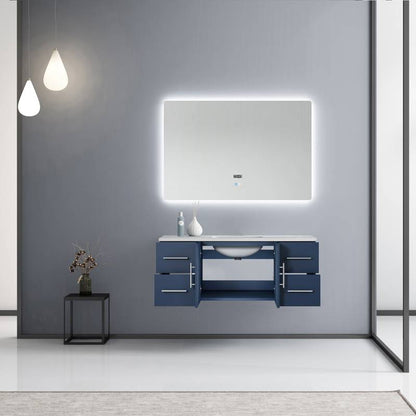 Geneva Transitional Navy Blue 48" Single Vanity with 48" Led Mirror | LG192248DEDSLM48