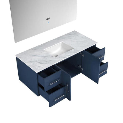 Geneva Transitional Navy Blue 48" Single Vanity with 48" Led Mirror | LG192248DEDSLM48