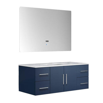 Geneva Transitional Navy Blue 48" Single Vanity with 48" Led Mirror | LG192248DEDSLM48