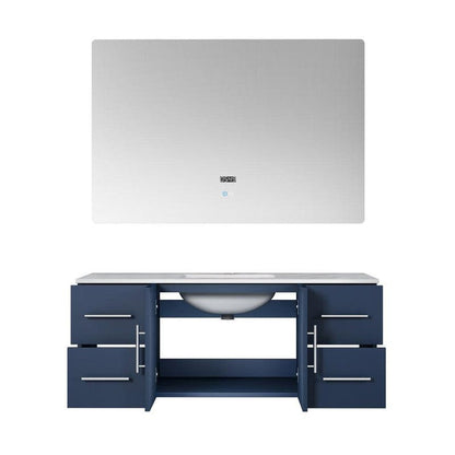 Geneva Transitional Navy Blue 48" Single Vanity with 48" Led Mirror | LG192248DEDSLM48