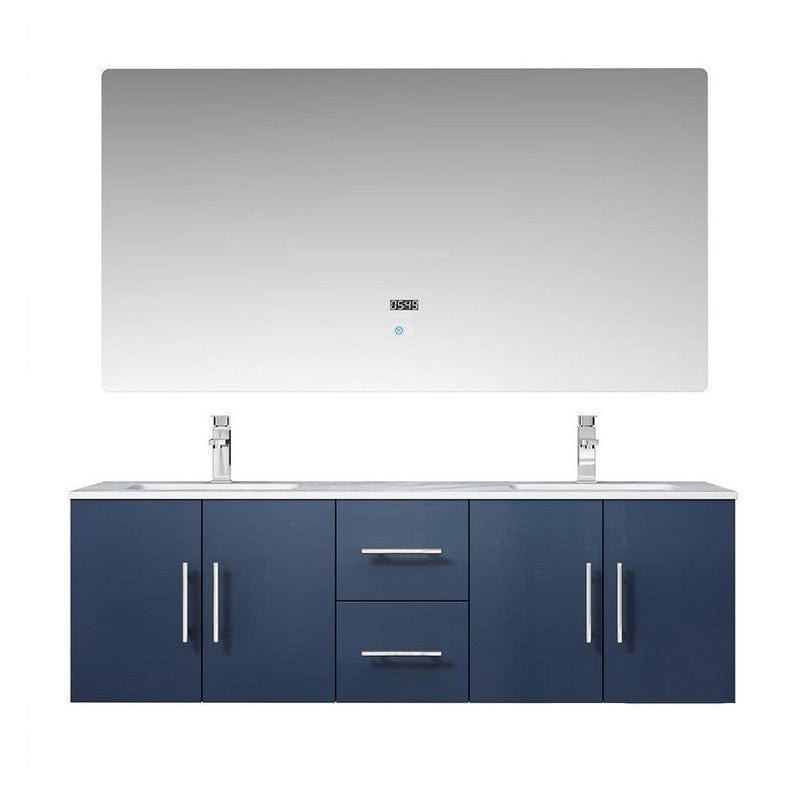 Geneva Transitional Navy Blue 60" Double Vanity Set | LG192260DEDSLM60F