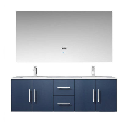 Geneva Transitional Navy Blue 60" Double Vanity Set | LG192260DEDSLM60F