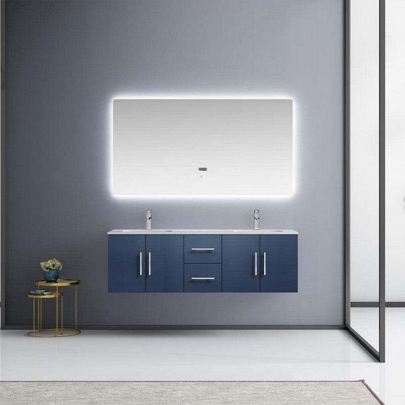 Geneva Transitional Navy Blue 60" Double Vanity Set | LG192260DEDSLM60F