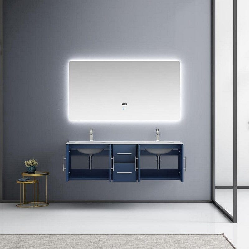 Geneva Transitional Navy Blue 60" Double Vanity Set | LG192260DEDSLM60F