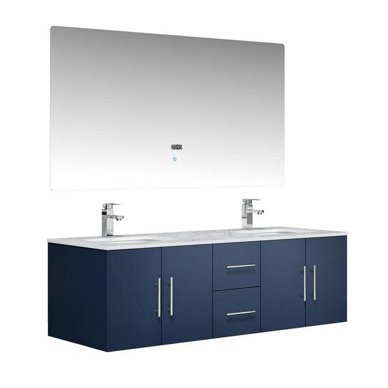 Geneva Transitional Navy Blue 60" Double Vanity Set | LG192260DEDSLM60F