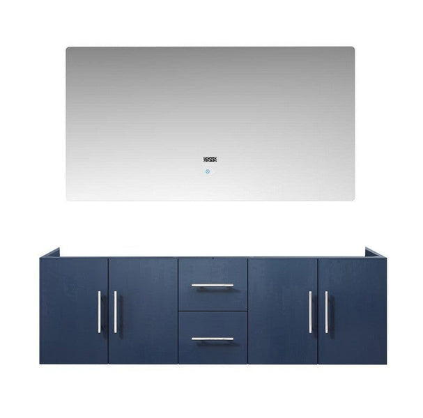 Geneva Transitional Navy Blue 60 Double Vanity with 60 Led Mirror, no Top | LG192260DE00LM60