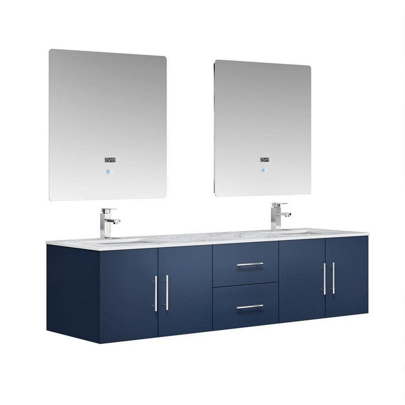 Geneva Transitional Navy Blue 72" Double Vanity Set | LG192272DEDSLM30F