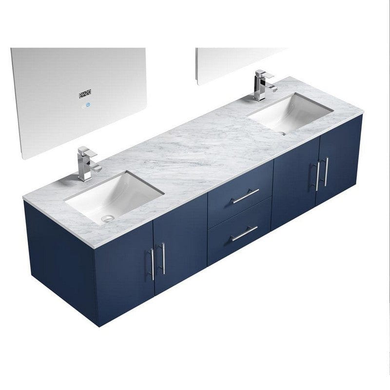 Geneva Transitional Navy Blue 72" Double Vanity Set | LG192272DEDSLM30F