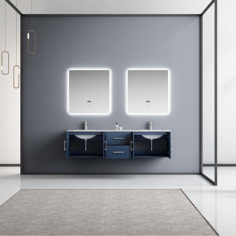 Geneva Transitional Navy Blue 72" Double Vanity Set | LG192272DEDSLM30F