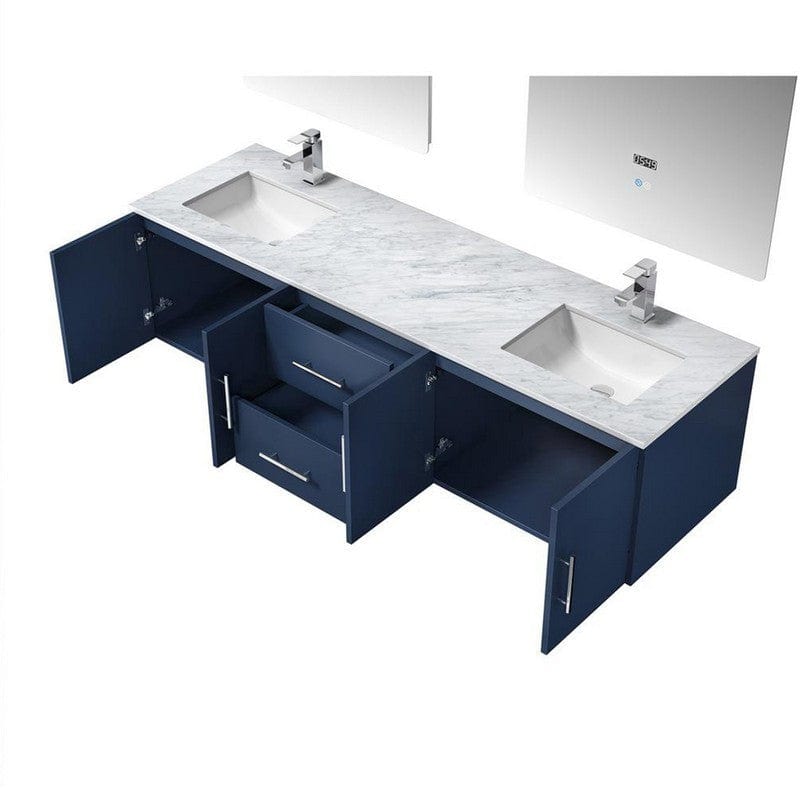 Geneva Transitional Navy Blue 72" Double Vanity Set | LG192272DEDSLM30F