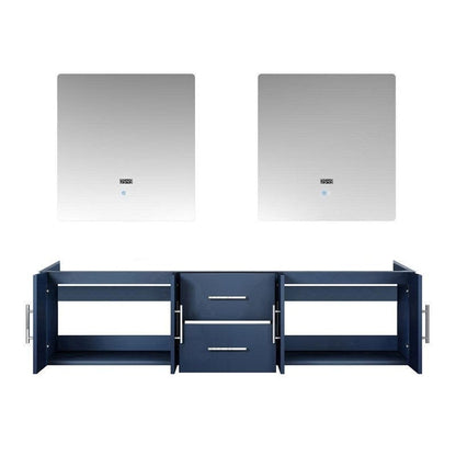 Geneva Transitional Navy Blue 72" Double Vanity with 30" Led Mirrors, no Top | LG192272DE00LM30