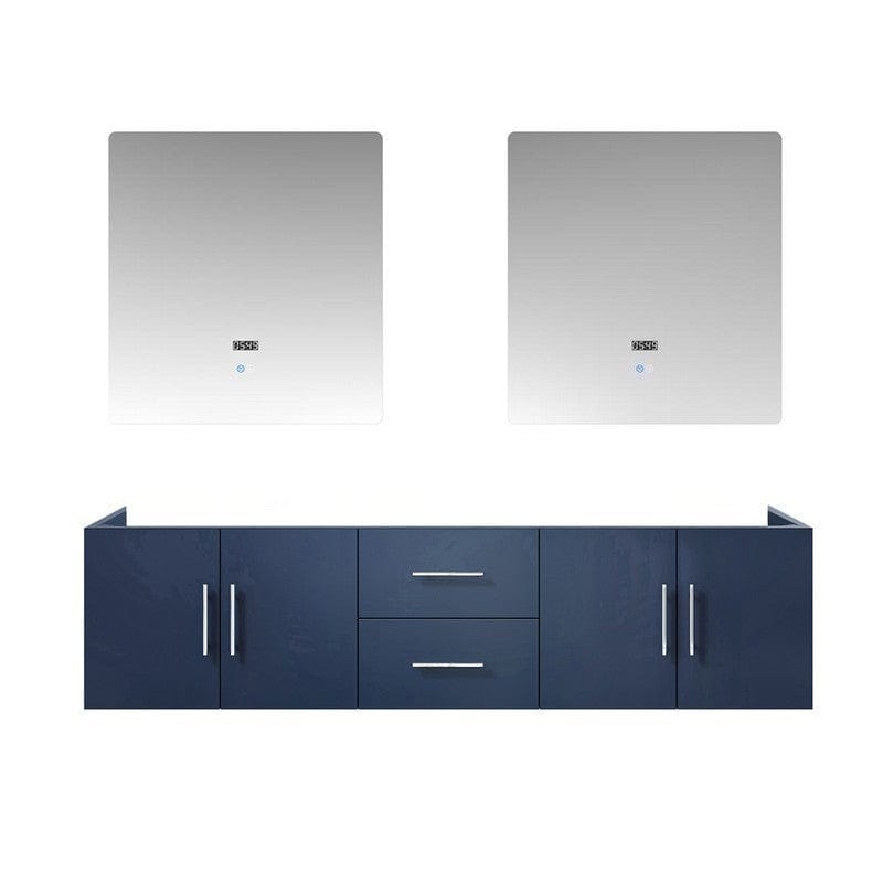 Geneva Transitional Navy Blue 72" Double Vanity with 30" Led Mirrors, no Top | LG192272DE00LM30