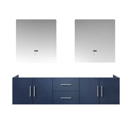 Geneva Transitional Navy Blue 72" Double Vanity with 30" Led Mirrors, no Top | LG192272DE00LM30