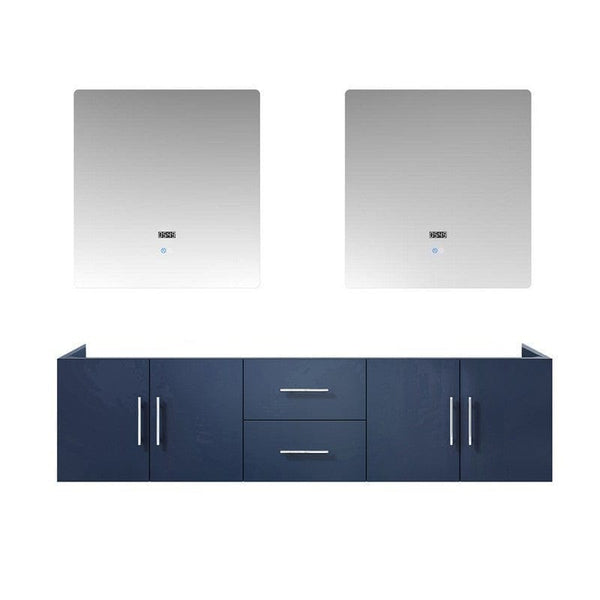 Geneva Transitional Navy Blue 72 Double Vanity with 30 Led Mirrors, no Top | LG192272DE00LM30