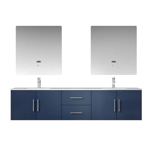 Geneva Transitional Navy Blue 80" Double Vanity Set | LG192280DEDSLM30F