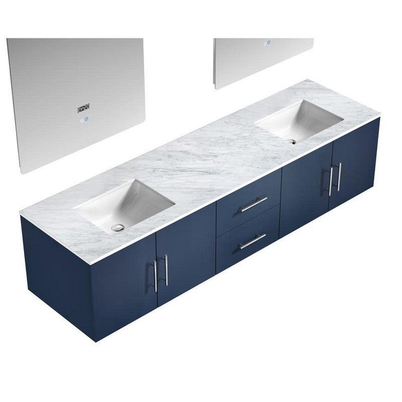 Geneva Transitional Navy Blue 80" Double Vanity with 30" Led Mirrors | LG192280DEDSLM30