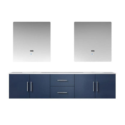 Geneva Transitional Navy Blue 80" Double Vanity with 30" Led Mirrors | LG192280DEDSLM30