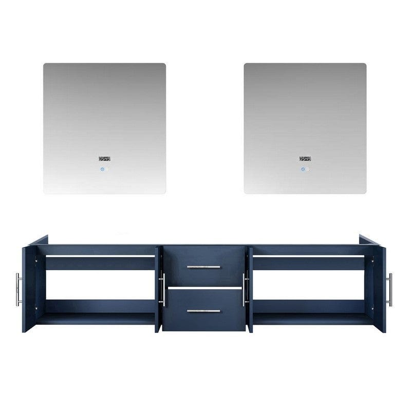 Geneva Transitional Navy Blue 80" Double Vanity with 30" Led Mirrors, no Top | LG192280DE00LM30