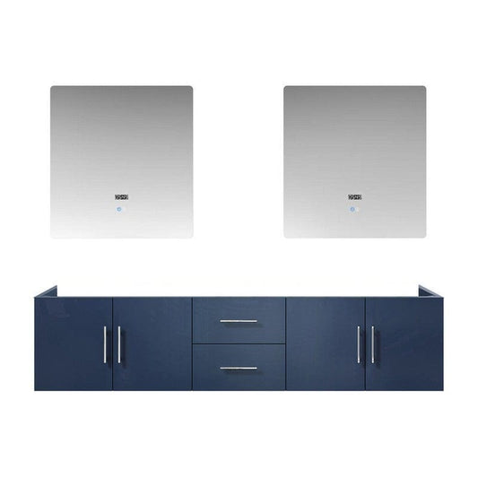 Geneva Transitional Navy Blue 80" Double Vanity with 30" Led Mirrors, no Top | LG192280DE00LM30