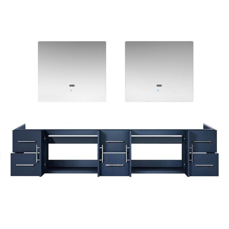 Geneva Transitional Navy Blue 84" Double Vanity with 36" Led Mirrors, no Top | LG192284DE00LM36