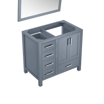 Jacques 36" Dark Grey Single Vanity, no Top and 34" Mirror - Right Version | LJ342236SB00M34R