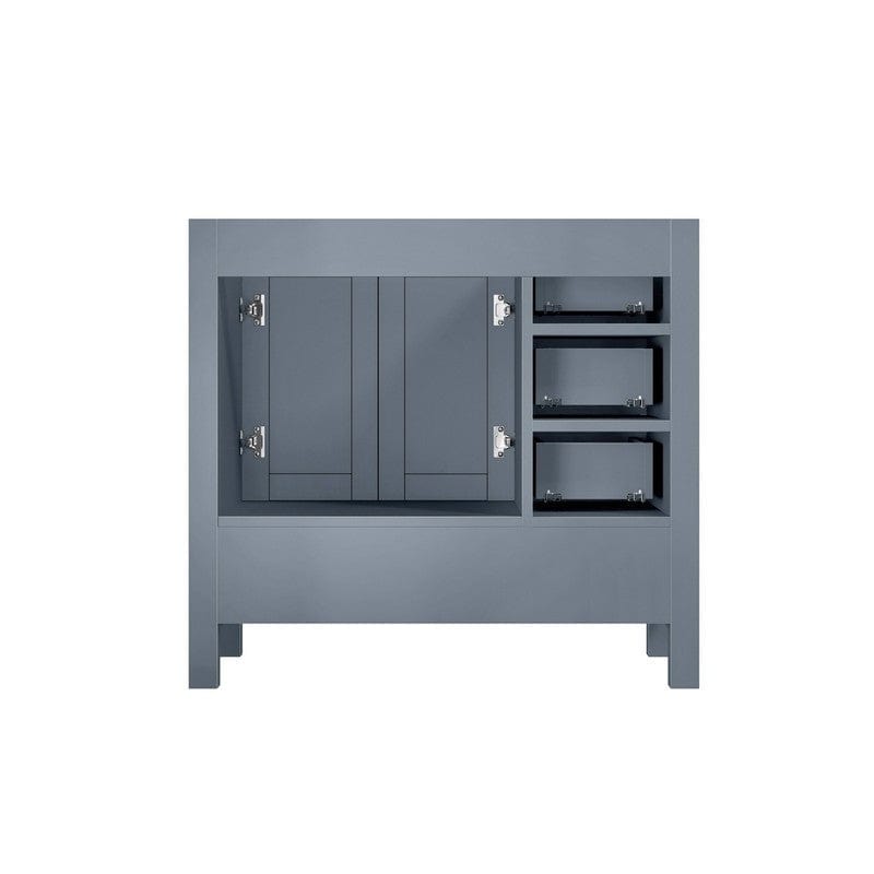 Jacques 36" Dark Grey Single Vanity, no Top and 34" Mirror - Right Version | LJ342236SB00M34R