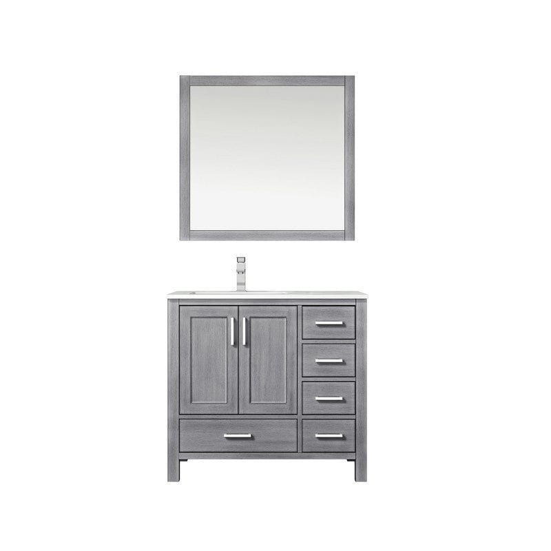 Jacques 36" Distressed Grey Single Vanity Set Carrara Marble Top - Left Version | LJ342236SDDSM34FL