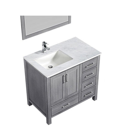 Jacques 36" Distressed Grey Single Vanity Set Carrara Marble Top - Left Version | LJ342236SDDSM34FL