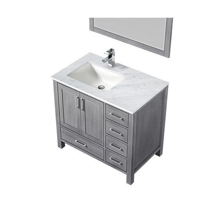 Jacques 36" Distressed Grey Single Vanity Set Carrara Marble Top - Left Version | LJ342236SDDSM34FL