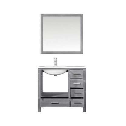 Jacques 36" Distressed Grey Single Vanity Set Carrara Marble Top - Left Version | LJ342236SDDSM34FL