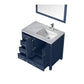 Jacques 36" Navy Blue Single Vanity Set, Carrara Marble Top - Right Version | LJ342236SEDSM34FR