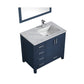 Jacques 36" Navy Blue Single Vanity Set, Carrara Marble Top - Right Version | LJ342236SEDSM34FR