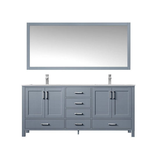 Jacques 60" Dark Grey Double Sink Vanity Set with White Carrara Marble Top | LJ342260DBDSM58F