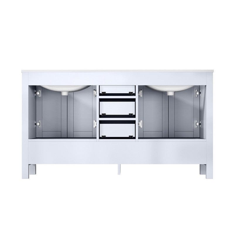 Jacques 60" White Double Sink Vanity Set with White Carrara Marble Top | LJ342260DADSM58F