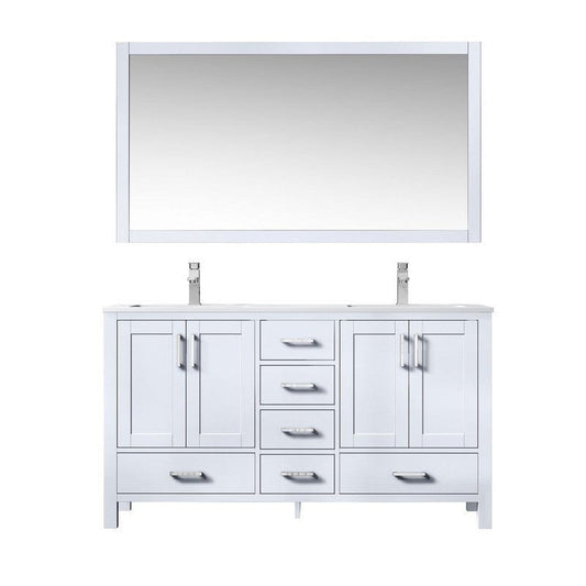 Jacques 60" White Double Sink Vanity Set with White Carrara Marble Top | LJ342260DADSM58F