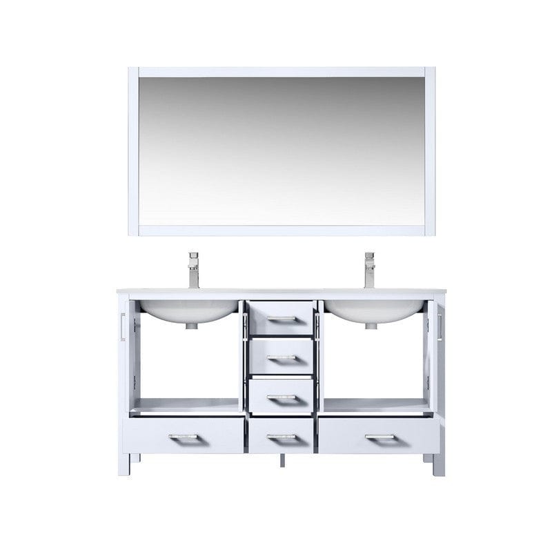 Jacques 60" White Double Sink Vanity Set with White Carrara Marble Top | LJ342260DADSM58F