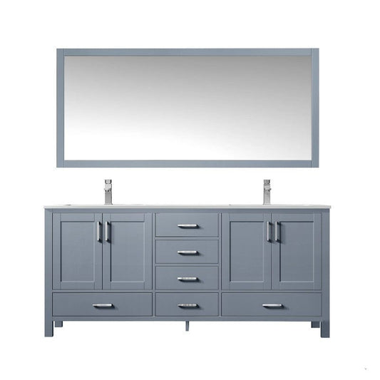 Jacques 72" Dark Grey Double Vanity Set with White Carrara Marble Top | LJ342272DBDSM70F