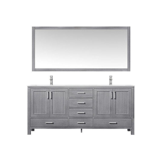 Jacques 72" Distressed Grey Double Vanity Set with White Carrara Marble Top | LJ342272DDDSM70F